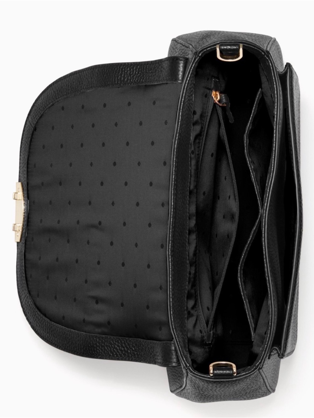 kate spade Black Pebbled Genuine Leather Crossbody Satchel with Gold Hardware - Picture 5 of 14